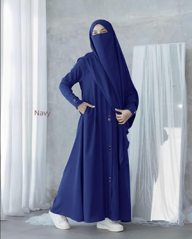 Gamis  Abaya Ayara Terbaru Gamis One Sat Khimar Bahan Crinkle Airflow Cocok Buat Umroh Haji Lebaran Muslim Wanita Syari Kondangan Dress Remaja Dewasa Nyaman 4
