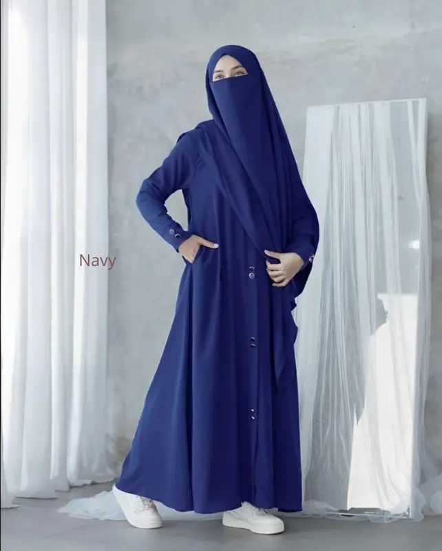 Gamis  Abaya Ayara Terbaru Gamis One Sat Khimar Bahan Crinkle Airflow Cocok Buat Umroh Haji Lebaran Muslim Wanita Syari Kondangan Dress Remaja Dewasa Nyaman 4