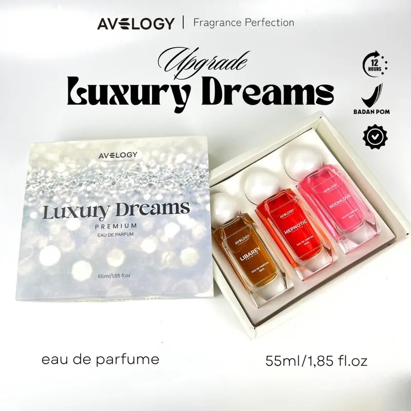 AVELOGY X MTYN 55ML 3 Botol Luxury Dream EDP Tahan Lama SPL Tinggi Aroma Elegan Mewah Mahal