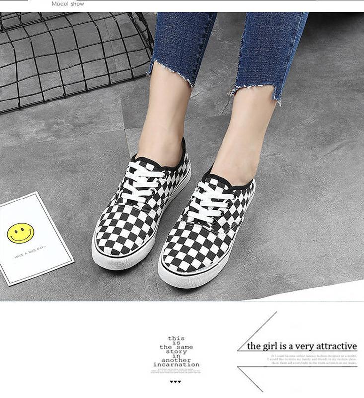 Product Introduction of Spring New Canvas Shoes Men's Black and White Plaid Shoes Low-Top Breathable Slip-on Lazy Shoes Casual Trendy Sneakers 9