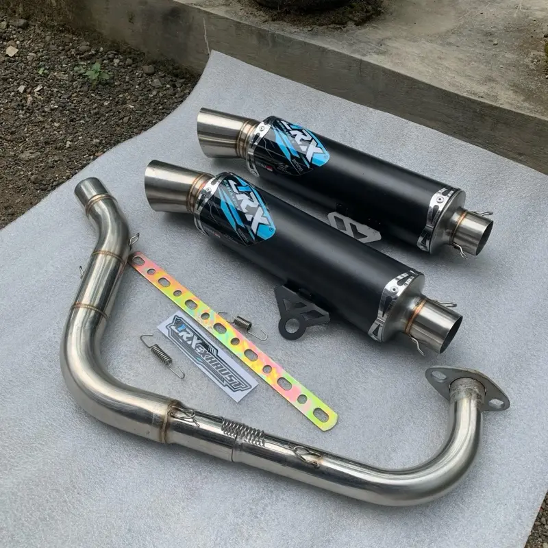 KNALPOT ORIGINAL JRX EXHAUST V4 TYPE SAMLONG FINISHING BLACK COUTING UNTUK SEMUA MOTOR METIK 2