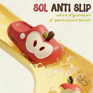 [Running] Sandal Casual Wanita Dewasa 24-41 - Desain Apel Lucu EVA Tebal Anti Slip, COD Outdoor