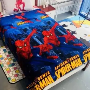 Selimut Anak Lembut Tembal Motif Spiderman dan Superman Kartun Premium Ukuran 150x200