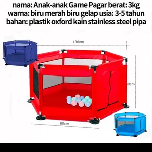 Kolam Mandi Bola Anak Playpen Hexagon Pagar Stainlessteel Pembatas Bayi Pengaman