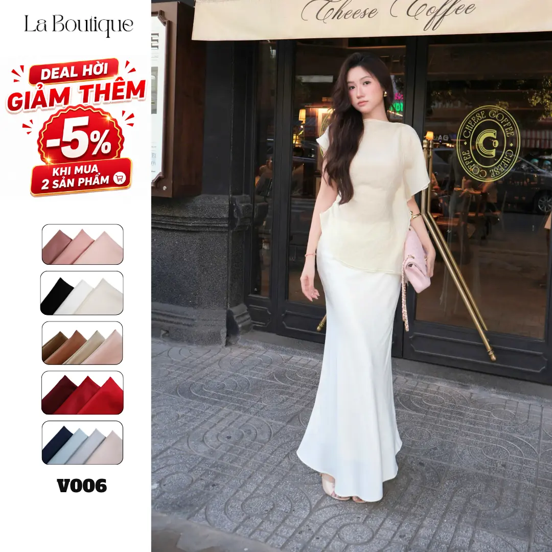 [Form rộng, lùi size] - Chân Váy Lụa Basic Dáng Dài Hai Lớp Chân Váy Lụa Dáng Ôm Suông Loe Nhẹ Chất Lụa Vân Gỗ Chân Váy Lụa La Boutique (V006)