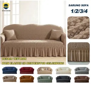 Set Penutup Sofa Berpinggiran - Tahan Lama dan Dapat Dicuci Cocok untuk Sofa 1/2/3/4 Kursi Penggunaan di Ruang Tamu Penutup Sofa Elastis dan Lembut Sarung
