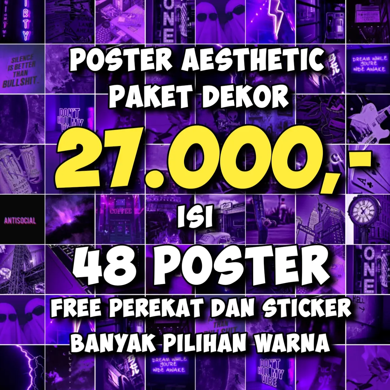 Poster Aesthetic isi 48 pcs size A6  sudah free perekat Sticker Bisa COD Dinding Hiasan