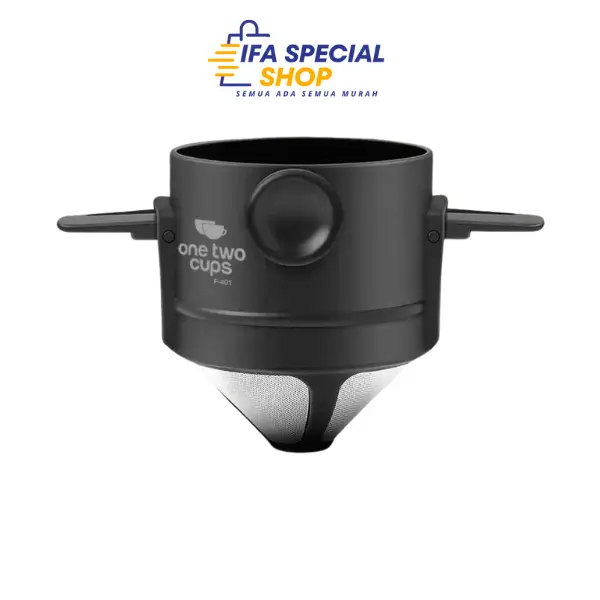 One Two Cups Filter Penyaring Kopi Portable Cone Coffee Dripper F-401 Model Lipat Praktis & Fleksibel Dari Stainless Steel Berkualitas Tinggi Filter Penyaring Kopi