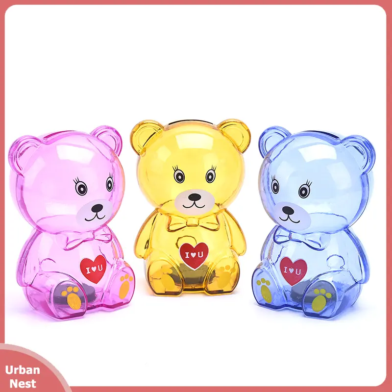 Cartoon Bear Money Boxes Kid Student Piggy Bank Transparent style Saving Money