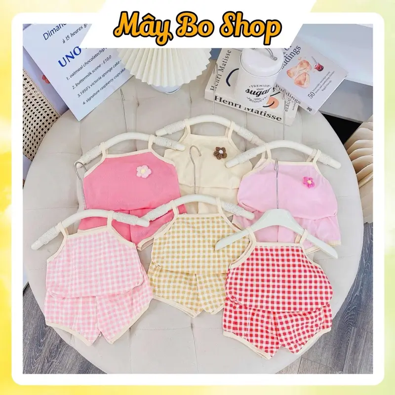 SET 6 Bộ Hai dây cho bé gái hoạ tiết dễ thương, chất thun tăm mát lạnh, co dãn tốt HD04 0