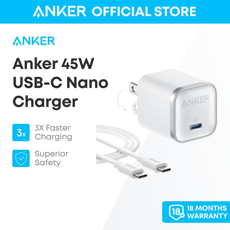 Sạc Anker Nano 45W kiểu C Sạc nhanh gập gọn và gập được USB C Đầu sạc cho iPhone 17 16 Series MacBook Pixel 9 iPad Samsung Galaxy S25 Ultra S24 Series - B2692