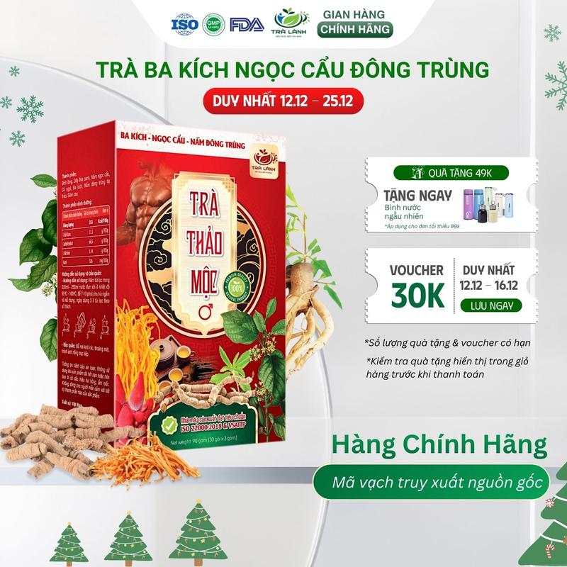 DEAL LIVE Trà Ba Kích Ngọc Cẩu Đông Trùng Sâm Cau 7 Vị - Trà Lành - An Thận Tiểu Đêm Nước Trà Tea Chè Thảo Mộc Organic