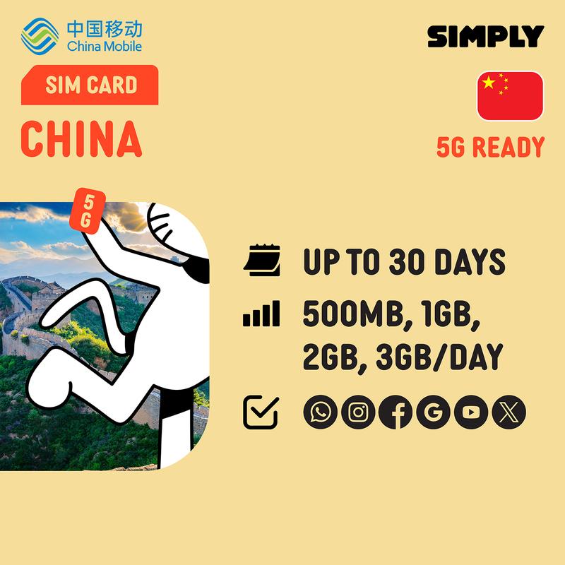 [China] CMI | 5-30 Days | 500MB/1GB/2GB/3GB/Day [4G] Data | Plug and Play| No Registration Required 0
