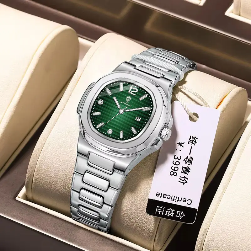 Đồng Hồ Đeo Tay Nữ, GOHUOS, Hình Vuông, Màu Vàng Hồng, Dạ Quang, Chất Liệu Thép Không Gỉ, Thương Hiệu, Đồng Hồ Nữ, Phong Trào 2025, Đồng Hồ Thạch Anh, Có Lịch, Mặt Số Nhỏ Hàng Mới Về