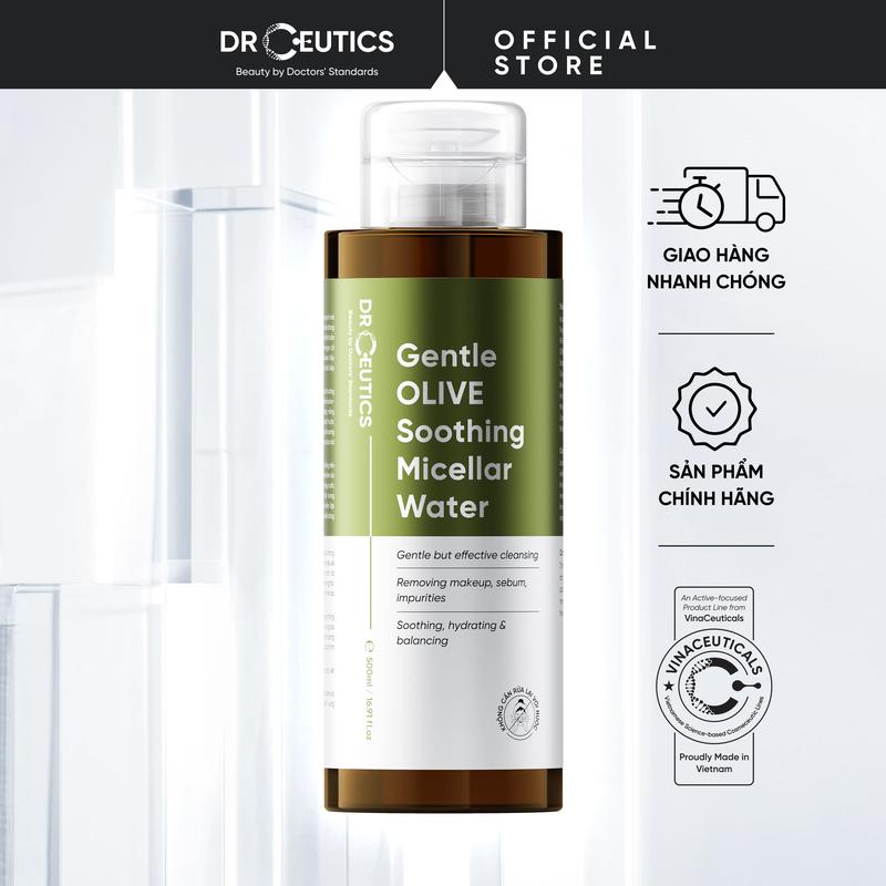 DrCeutics Nước Tẩy Trang Làm Dịu Da OLIVE - Gentle OLIVE Soothing Micellar Water Dành Cho Mọi Loại Da, Da nhạy cảm 500ml