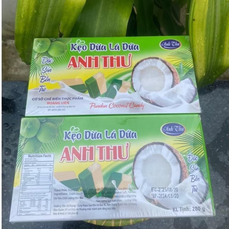 Kẹo Dừa Lá Dứa Đặc Sản Bến Tre - 1 Hộp 48 Viên