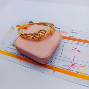 GELANG BANGLE DAUN EMAS MUDA 3,75g free surat resmi toko