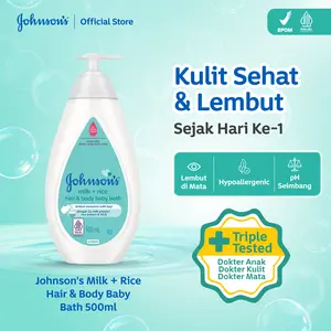 JOHNSON'S Milk + Rice Hair & Body Baby Bath 500 ml - Sabun Mandi Bayi 2 in 1 Cair Newborn Untuk Melembutkan Kulit