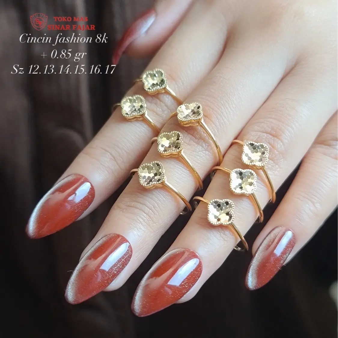 Cincin Gold Bunga Kadar 8K/37.5% Kadar Muda Mulai 0.85gr
