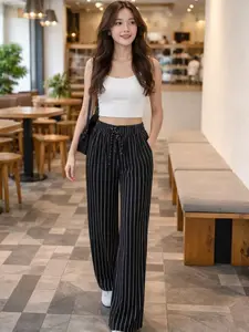 Everyday Pants Stripe Bangkok - Celana Kulot Motif Garis - Celana Panjang Wanita Loose Pants Basic Casual