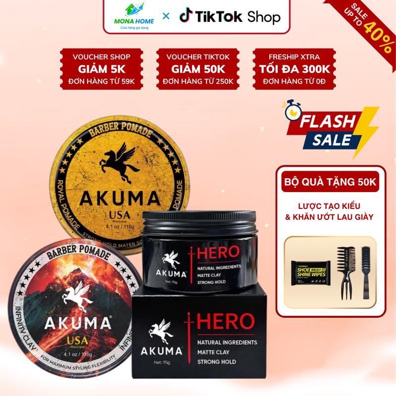  Combo Sáp Vuốt Tóc AKUMA INFINITY CLAY 116g Chính Hãng Sáp Vuốt Tóc Nam Giữ Nếp tạo kiểu tóc lên đến 10h,hương nước hoa nam 