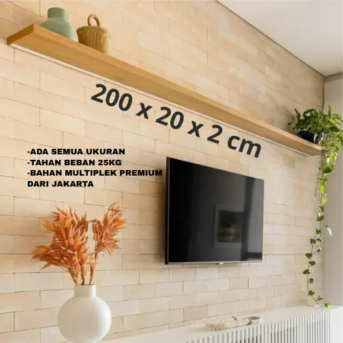 Rak Dinding Gantung P 200 - 40 x 20 x 2 cm Premium