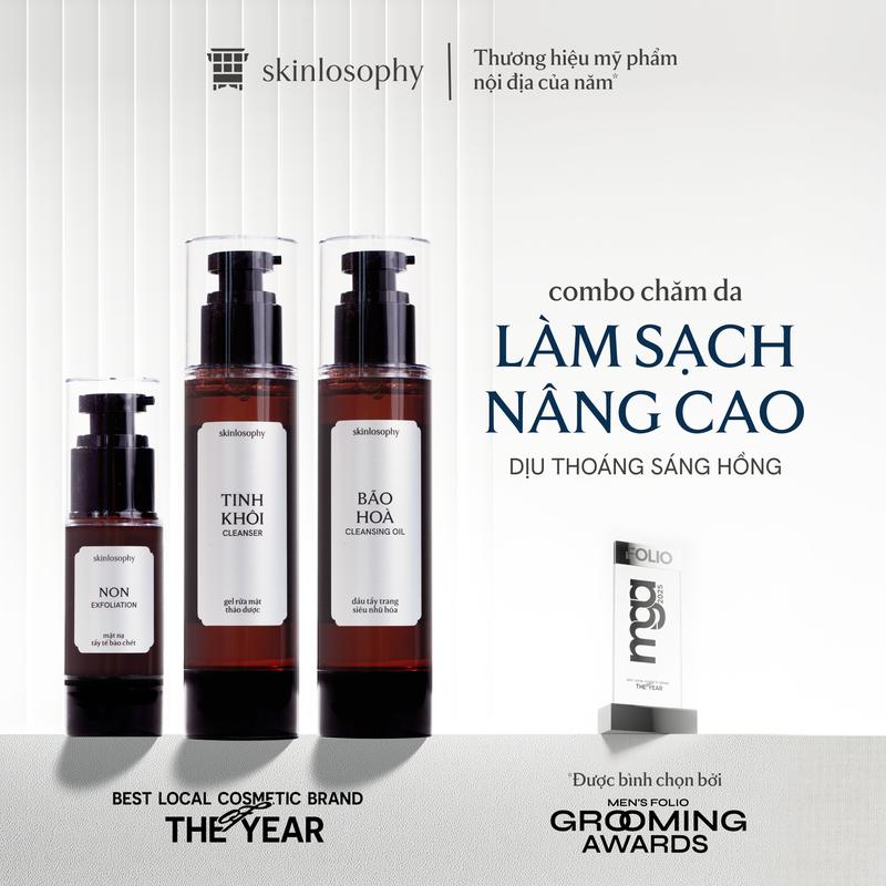 Combo Làm Sạch: Dầu tẩy trang Bão Hòa Sữa rửa mặt Tinh Khôi Tẩy da chết Non | SKINLOSOPHY