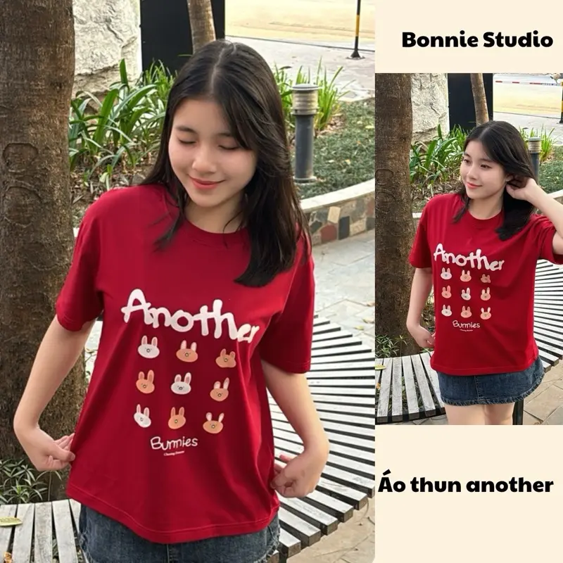 [Bonnie ] Áo Phông Tay Lỡ Đỏ Basic Another Form Vừa  By DaoQuynh