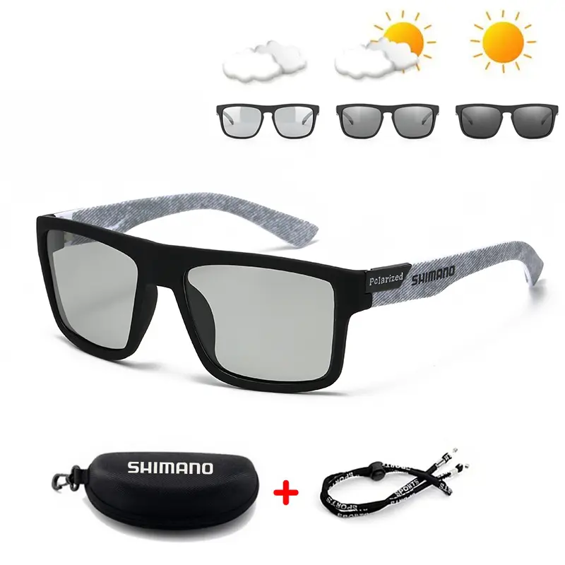 SHIMANO Classics Sunglasses Photochromic Unisex Outdoor Sports Goggles Driving Fishing Sun Glasses For Men Women UV400 With Box