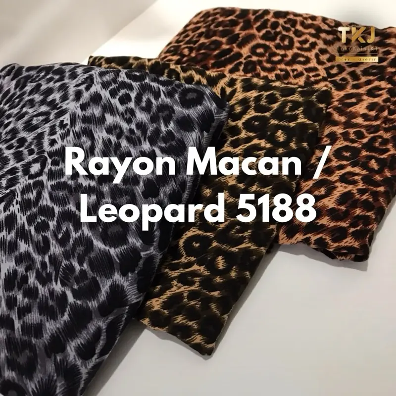 Kain Rayon Motif Macan / Leopard Full Rayon Viscose kode 5188 Harga per 0,5 METER