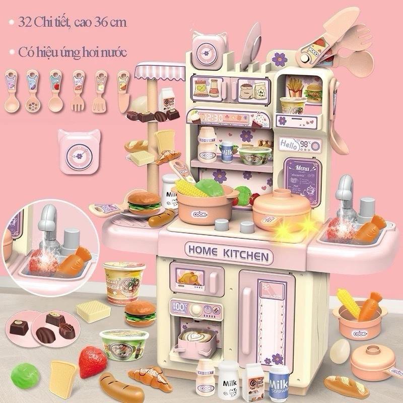 Đồ Chơi Nhà Bếp Cho Bé - Mô Phỏng Nấu Ăn Sống Động Có Hiệu Ứng Lửa Hơi Nước Âm Thanh & Đèn Kích Thích Tư Duy Sáng Tạo Rèn Sự Ngăn Nắp An Toàn CE