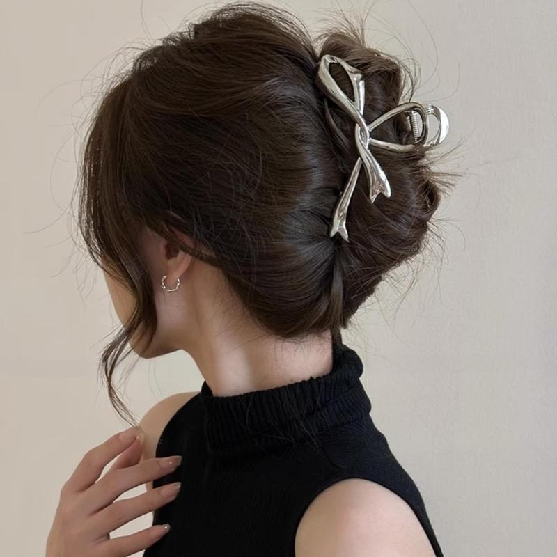 Kẹp Tóc Nơ Ruy Băng, SS24, Dành Cho Nữ, Kẹp Cá Mập, Thìa Sau Đầu, Phụ Kiện Tóc Kim Loại Cao Cấp Và Thanh Lịch Women Hoa Cua Xốp