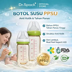 Dr.Spock Botol Bayi PPSU 160ml/240ml Generasi 3 Wide Neck dengan Sistem Ventilasi BPA Free Tahan Panas 180°C Bottle Minum