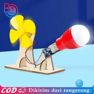 DIY Edukasi Generator Bohlam Kayu Mainan Edukasi Science Mainan Pembangkit Listrik Angin