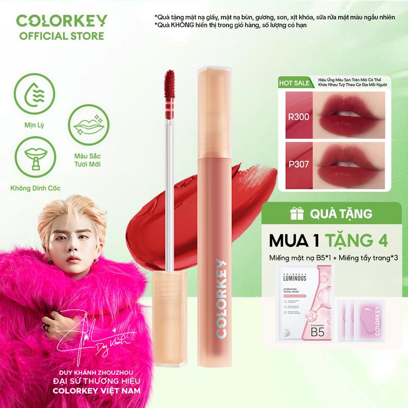  Son COLORKEY Watery Tint Bền Màu Lâu Trôi Không Dính Cốc Siêu Mịn Môi 1.8g. 