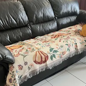Alas Selimut Sofa | Alas Piknik Nyaman Minimalis Motif Bunga | Motif Labu Cover Sofa Lembut anti slip 90X180