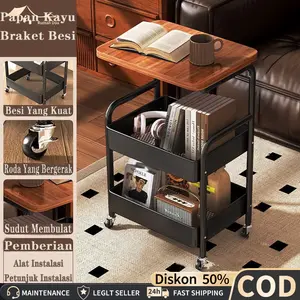 COD Rak Dapur Dengan Roda Rak Troli Susun 3 Tingkat Rak Kamar Mandi Tahan Air Rak Dorong Rak Dapur Susun Rak Snack Serbaguna Rak Penyimpanan Meja Sudut Ruang Tamu Rak Troli Besi