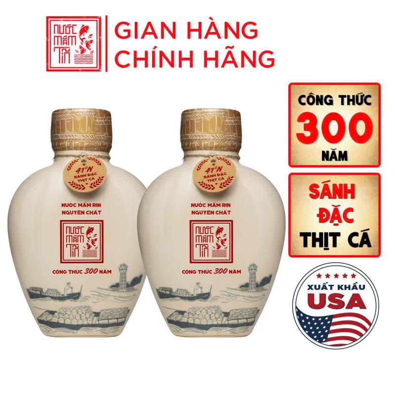   COMBO 2 BÌNH GỐM 41N LOẠI ĐẶC BIỆT  Nước mắm Tĩn nhãn xưa độ đạm 41N 500ml rin nguyên chất truyền thống sạch không chất bảo quản 