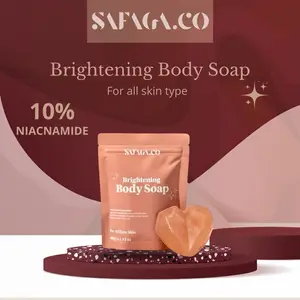 SAFAGA.CO Sabun pencerah wajah & badan Brightening Body Soap 10% Niacnamide, Collagen, kojic acid, alpha arbutin, untuk Semua Jenis Kulit