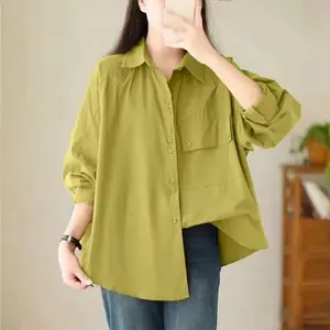 Kemeja Oversize Wanita Lengan Panjang Modis – Blouse Casual Kekinian Bahan Adem