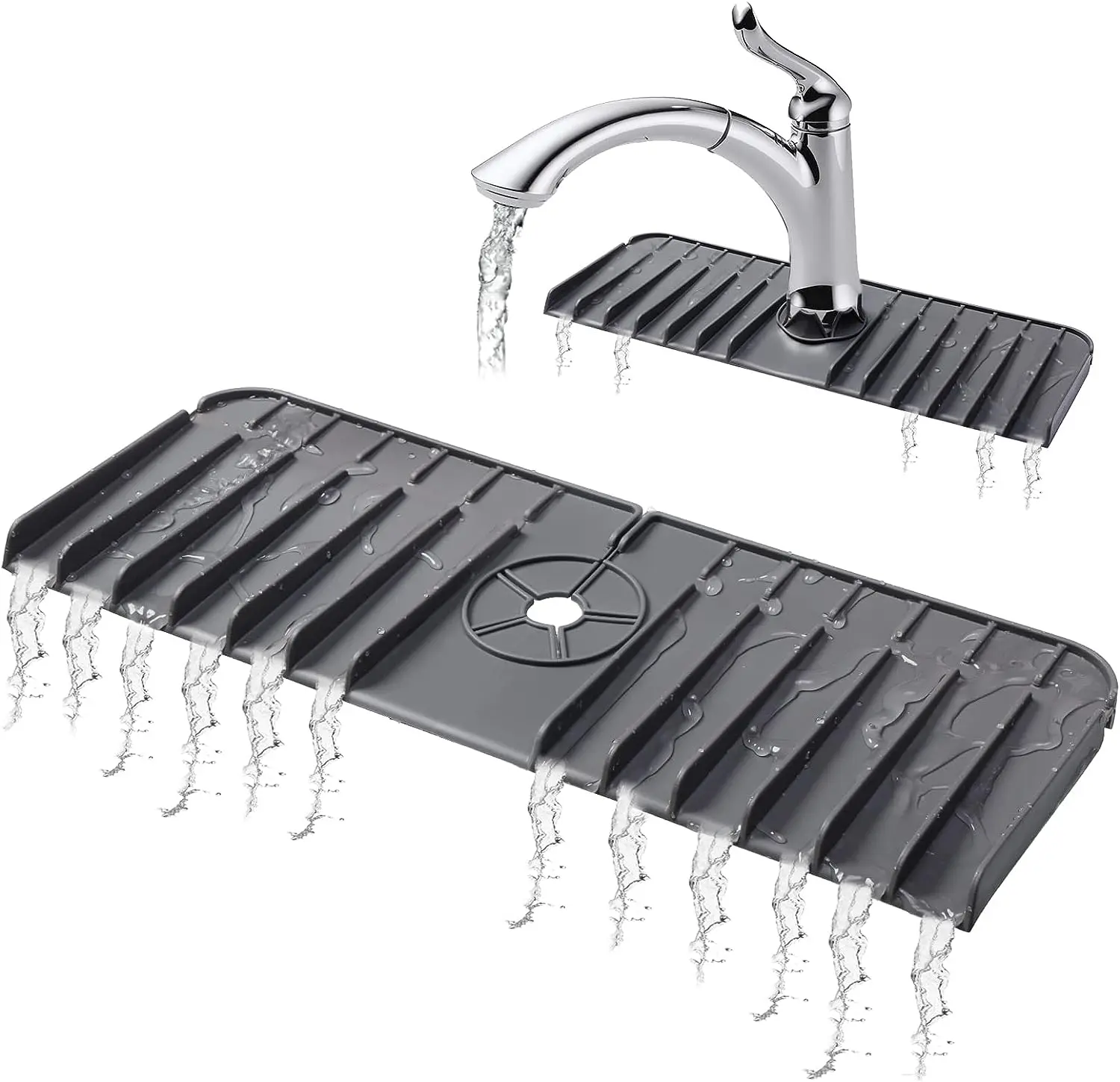 1PC Silicone Draining Mat for Kitchen Sink, Silicone Sink Faucet Mat Splash Guard Kitchen Splash Guard for Sink, Faucet Absorbent Sink Protectors Mat Kitchen Faucet Mat