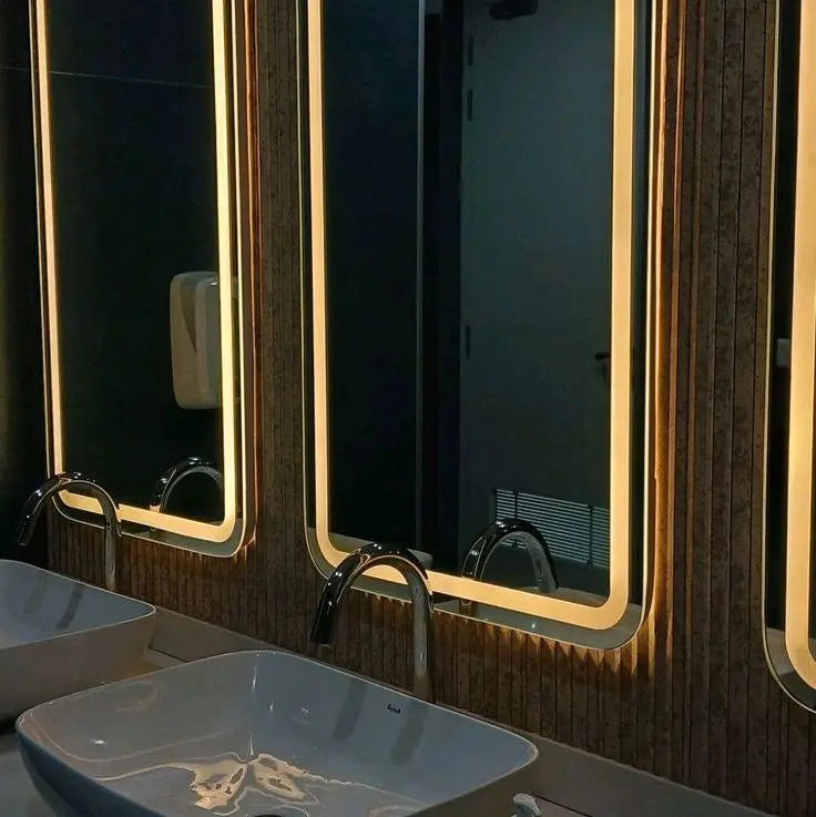 Cermin LED Gantung wastafel kamar mandi aesthetic persegi (Bukan Touchscreen)