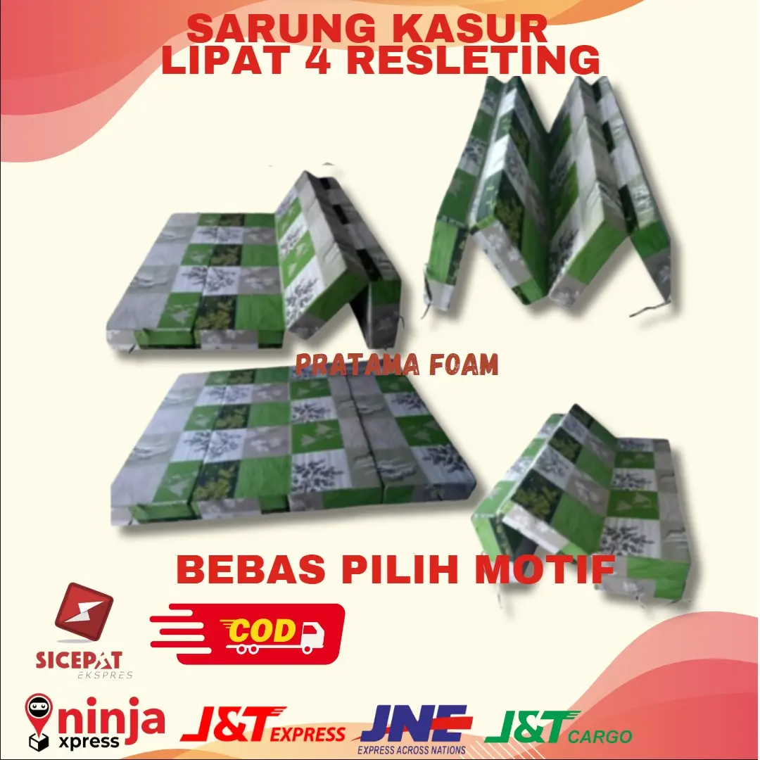 SARUNG KASUR LIPAT COVER KASUR LIPAT 4 RESLETING BEBAS PILIH MOTIF