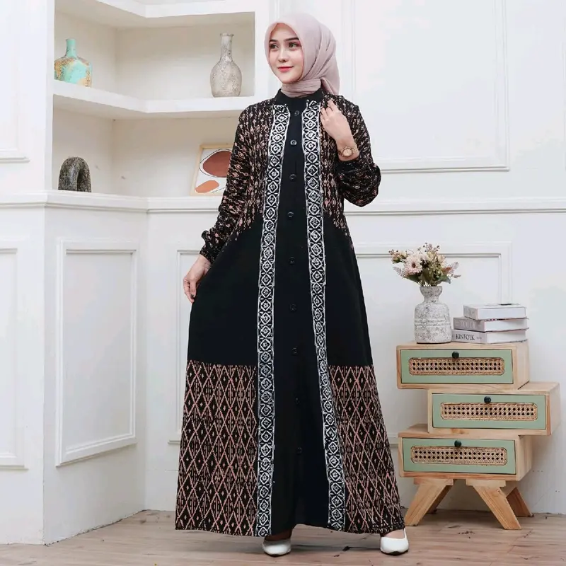 gamis rayon twill motif kekinian / busui friendly 1
