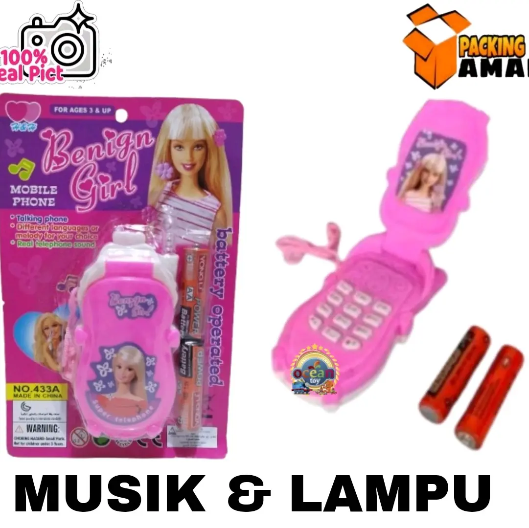 COD PROMO 433 FREE BATERAI MAINAN ANAK TELPON MUSIK DAN LAMPU / GIRL PHONE / MAINAN TELPHON LIPAT