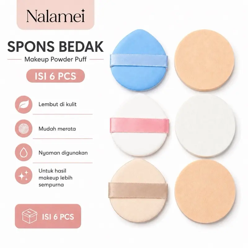 Spons Bedak Powder Puff Isi 6 PCS Makeup Cushion Beauty Blender