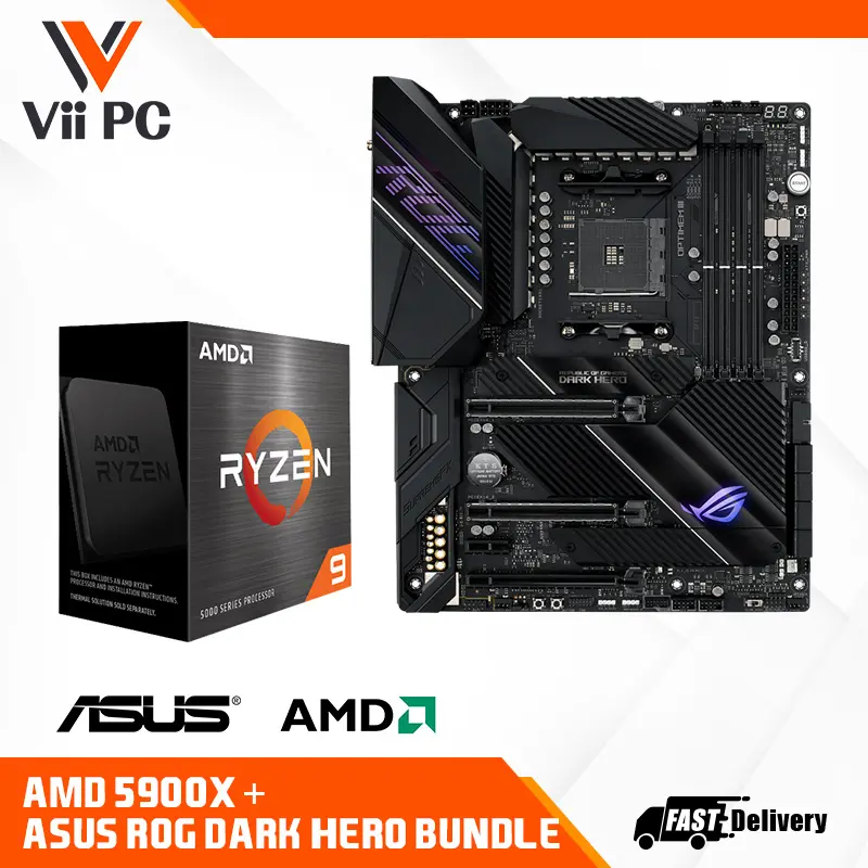 ASUS ROG Crosshair VIII Dark Hero and AMD Ryzen 5900x Processor Bundle