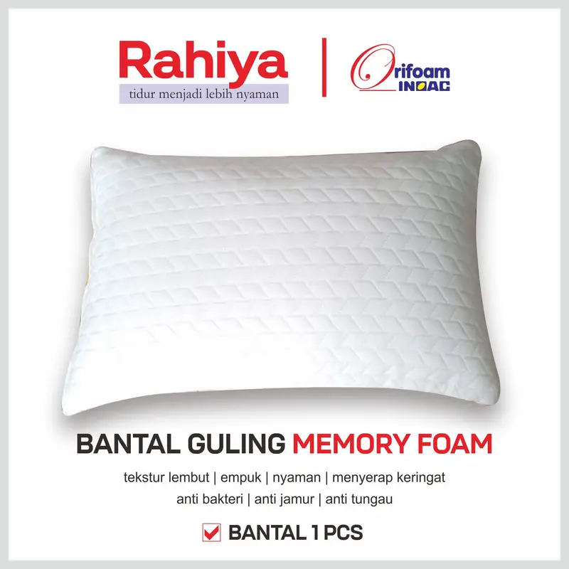 [RAHIYA] Bantal Guling Memory Foam Cover Knitting Empuk Tekstur Lembut Nyaman untuk Tidur - Bed 1