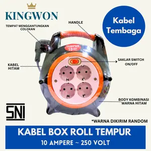 ROLL KABEL BOX KABEL 10 M 15 M COLOKAN LISTRIK STOP KONTAK + KABEL ELECTRICAL SOCKETS SWITCH ON TEMPUR