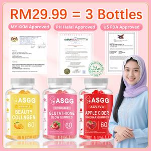 ASGG Glutathione Gummies Gula-Gula Rasa Strawberi Mencerahkan Warna Kulit Mengandungi Glutathione Menyokong Imun Dan Menjaga Kesejahteraan Kulit